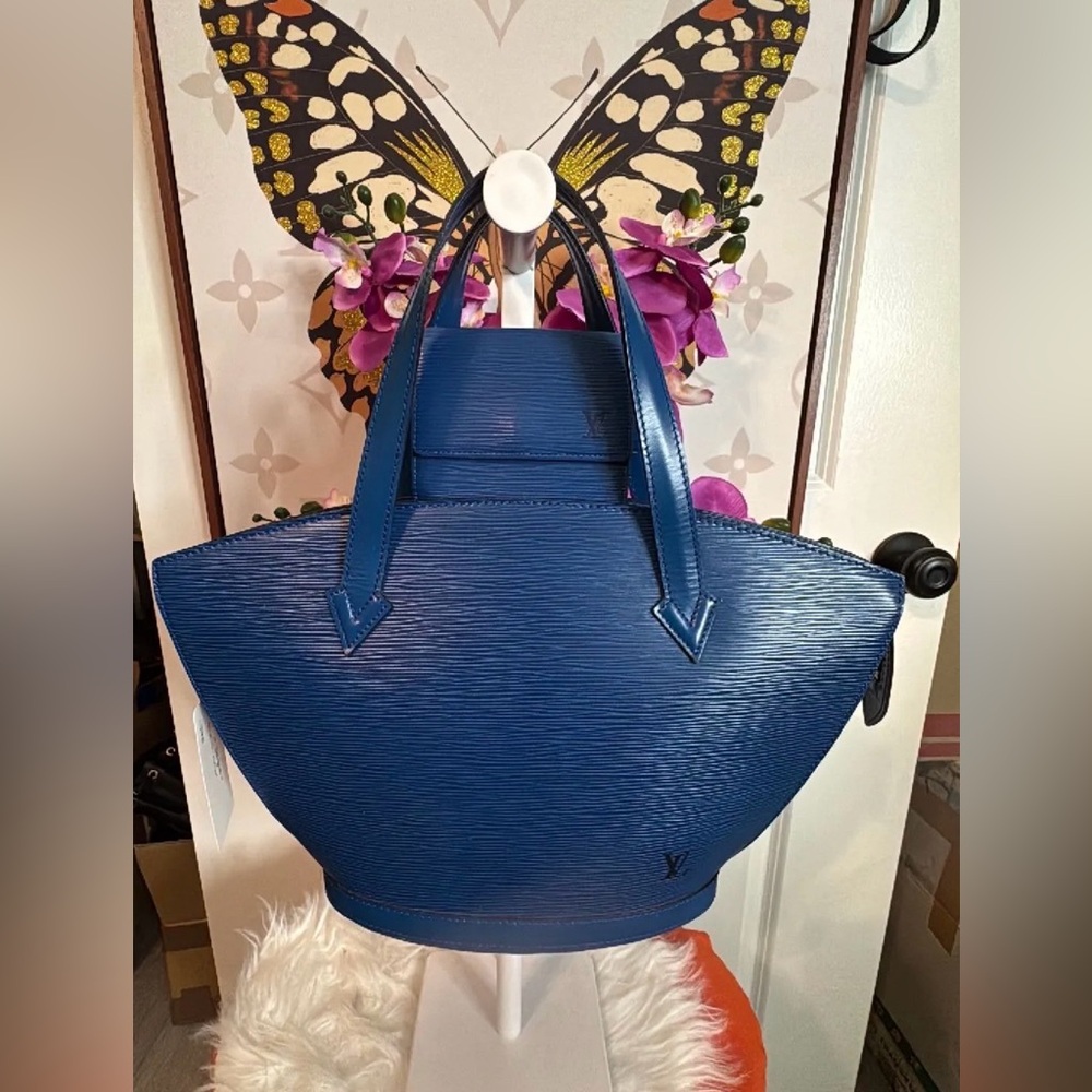 #027 LV EPI BLUE LEATHER BAG W/ FREE LV EPI COMPACT WALET